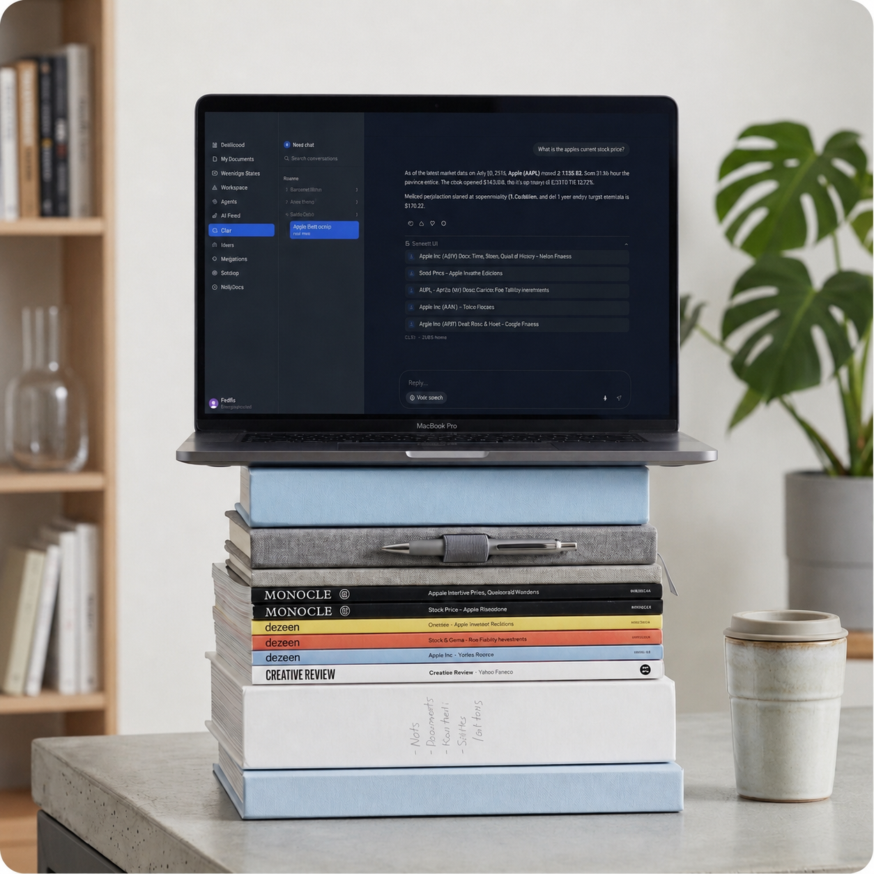 Nous open on a laptop